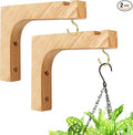 Macrame Plant Hanger, Hanging Wall Planters for Indoor Plants, Wooden Hanging Basket Hooks for Outdoor Pots Wind Chime Flower Bracket Lanterns Patio Garden Decoration (2-Pack,5-Inch)