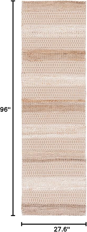 SAFAVIEH Natural Fiber Collection Runner Rug - 2'3" x 8', Ivory & Natural, Handmade Flat Weave Stripe Jute & Cotton, Ideal for High Traffic Areas in Living Room, Bedroom (NFB652A)