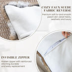MOOX Rabbit Fur Throw Pillow Covers Decorative Fluffy Soft Fuzzy Plush Luxury Genuine Animal Skin Lumbar Pillow 18"x18" Cushion Cover, Couch-Grey White