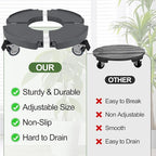 ToLanbbt 4 Pack Plant Caddy Stands with 360° Wheels Adjustable 15-22 in Rolling Stands Heavy Duty Large Plant Carts Dolly with Casters 440lbs Capacity for Large Planter, Garden Pot, Flower Pot, Gray