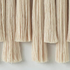 Macrame Wall Hanging Boho Home Decor Handmade Cotton Fiber Art with Neutral Ivory Tassels Modern Bohemian Wall Decor for Living Room Bedroom Apartment 27" W x 22" L