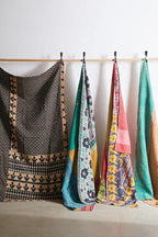 Royal Craft Indian Vintage Kantha Quilt Handmade Throw Reversible Cotton Blankets 1 Quilt Assorted Colors RCKQT0096 RCKQT0096 55X85 Inches