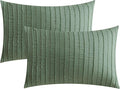 JELLYMONI Pillowcases Queen Size Green 2 Pack Boho Striped Bed Pillow Covers 20x30in Polyester Envelope Pillow Shams Tufted Bohemian Textured (Pillows are not Included)