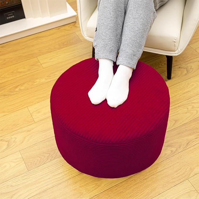 Ottoman Foot Rest Home Decor Bedroom Decor Ideal for Living Room Comfortable Floor Pouf Ottoman Foot Rest for Armchair Bean Bag Floor Cushion Footstool 12x20 Inch Wine Red Pouf with Filler