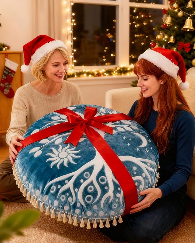Hihealer Meditation Cushion, Large Velvet Floor Pillow for Yoga, Meditation & Mindfulness, Supportive Memory Foam Bolster (Blue)