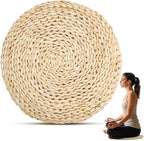 Hand-Woven Round Meditation Cushion Set 3 Pcs Japanese Floor Pillows for Yoga Comfortable Sitting Cushions for Living Room and Dining Room