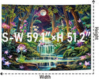 Leofanger Blacklight Fantasy Forest Tapestry Aesthetic Moon Tapestry UV Reactive Neon Galaxy Space Wall Tapestries Trippy Plant Floral Tapestries Wall Hanging for Home Decor(51.2"x59.1")