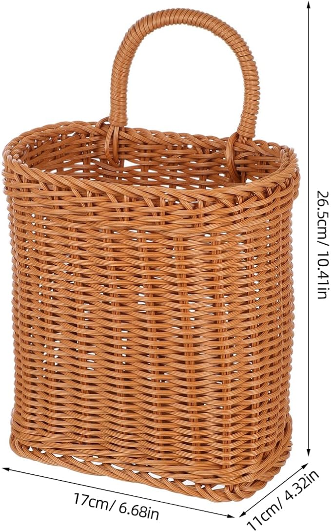 1Pcs Kitchenware Hanging Basket Wall Hanging Flower Baskets Front Door Hanging Basket Woven Hanging Basket Tableware Plant Basket 11 x 6.68 x 4.32inch