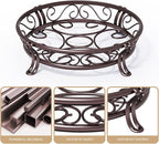 Yimobra Metal Plant Stand for Outdoor Indoor, Heavy Duty Flower Pots Holder Rustproof Wrought Iron Planter Stands Garden Round Supports Rack for Planter 11.8 Inches, Bronze Brown