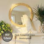24"x24" inch Rattan Mirrors for Wall, Rustic Farmhouse Style Handmade Wicker Rattan Frame, Boho Wall Mirror for Bedroom, Bathroom, Livingroom, Hallway