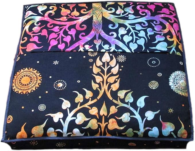 CRAFT KALA Mandala Floor Pillow Cushion Cover Seating Throw Cover Hippie Decorative Bohemian Ottoman Poufs Pillow Cases Boho Indian Cotton Living Room Yoga Home Décor (35" Square, Muti Elephant Tree)