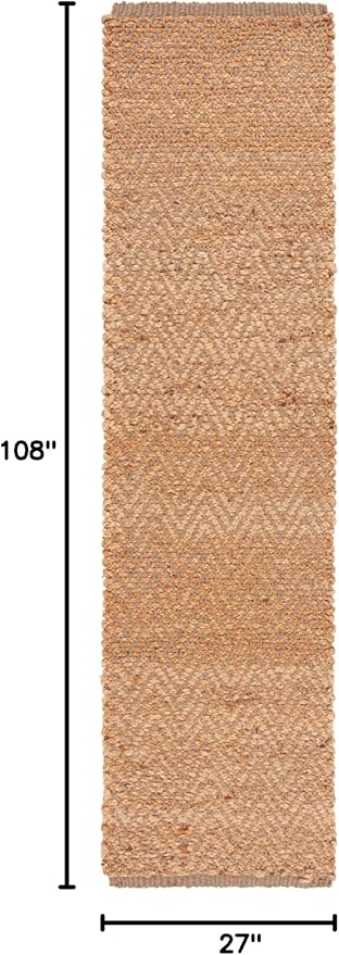 SAFAVIEH Natural Fiber Collection Runner Rug - 2'3" x 9', Natural, Handmade Farmhouse Fringe Jute, Ideal for High Traffic Areas in Living Room, Bedroom (NF731A)