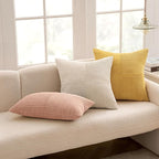 MIULEE Golden Mustard Decorative Throw Pillow Covers 16x16 Inch for Couch Bed Sofa Pack of 2 Boho Farmhouse Throw Pillows Soft Cross Corduroy Patchwork Textured Cushion Cases