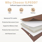 Waterproof Baby Play Mat for Floor Memory Foam 47 * 47 Cushion Playpen Playmat Tummy Time Nursery Rug Thick Pad Create Soft & Safe Area for Infants,Toddler,Kids,Chestnut