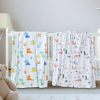 Tiamon 4 Pack Baby Blanket for Boys Girls 30 x 40 Inch Soft Double Layer Blankets with Dotted Backing Lovely Design Quilt for Unisex Toddler Newborn Forest Multicolor Printed (Animals)