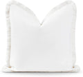 Hofdeco Premium Coastal Patio Indoor Outdoor Pillow Cover Only, 20"x20" Water Resistant, Solid with White Fringe for Backyard, Couch.
