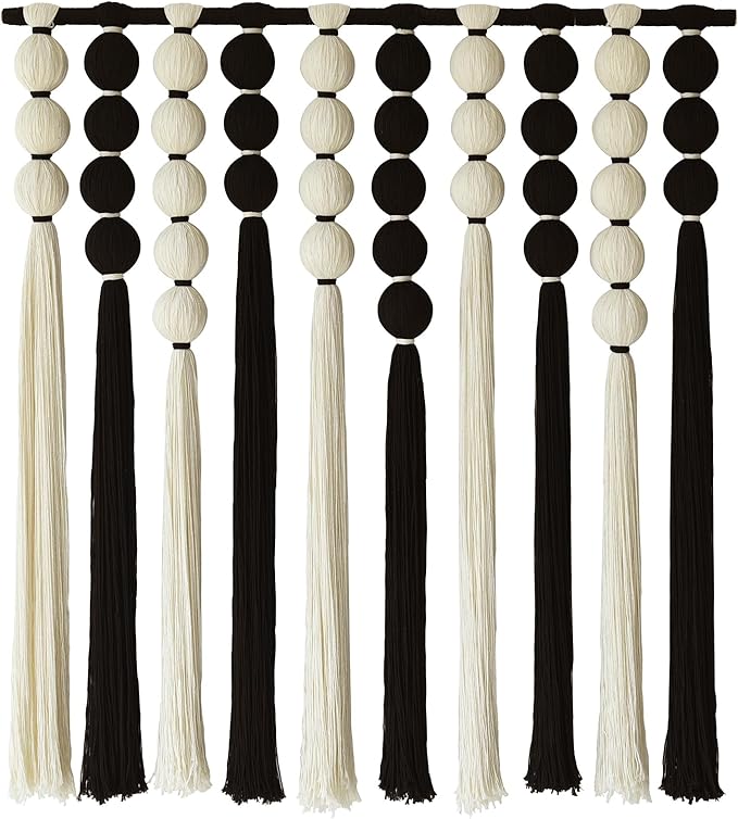 IOWER Large Macrame Wall Hanging Macrame Wall Decor Black and White Sphericity Cotton Textile Wall Hanging Boho Wall Decor Art Fiber Yarn Art Handmade 39" Wx39 L