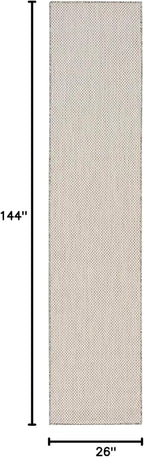 Nourison Home Courtyard Ivory Silver 2'2" x 12' Area Rug - Easy Clean, Non Shedding, Bed Room, Living Room, Dining Room, Kitchen (12' Runner)