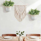 2 Pcs Hanging Cotton Rope Baskets with Tassels 4 Pcs Faux Eucalyptus Stems, Boho Wall Decor, White Woven Plant Basket with Artificial Eucalyptus Leaves for Bedroom, Farmhouse Home Decor