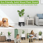 Wood Plant Stand Indoor/Outdoor for Plants, Large Size Planter Stand Holder,Sturdy and Stable Flower Pot Stand,Fits Most Size Flower Pots In Room (1 Pack-Black)