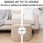 Round Pouf Ottoman 20 x 20 x 14 Inches Boho Poof Home Decor Floor Pouffe Ottoman Foot Rest for Couch Sofa Bean Bag Chairs Living Room Bedroom (Light Coffee)