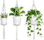 Hanging Planters with Macrame Plant Hangers, 3-Set Self Watering Pots, Hanging Flower Baskets for Indoor Outdoor Plants,3 Different Sizes