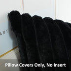 JOJUSIS Pack of 2 Faux Fur Plush Decorative Throw Pillow Covers Couch Cushion Case Soft Pillowcases (Black, 20 x 20-Inch)