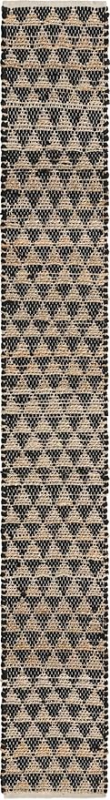 Unique Loom Chindi Jute Collection Area Rug (1' 2" x 10' Table Runner, Black/ Natural)