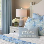 Dusty Blue Decorative Pillow Covers 12x20 Inch Set of 2 – Christian Gifts for Her – Relax God’s Got This/Give It to God and Go to Sleep – Faith Bedroom Lumbar Decor