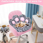 Cat Paw Cushion Kawaii Office Chair Cushion Comfy Plush Gaming Chair Cushion Cute Seat Cushion for Girl, Cute Gaming Accessories Room Decorate (Gray-Black Flecks)
