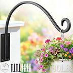 Qiang Ni Heavy-Duty Plant Hanger - 16 Inch 80lb Metal Wall Mount Plant Bracket for Indoor Outdoor Hanging Bird Feeders, Flower Baskets, Lanterns