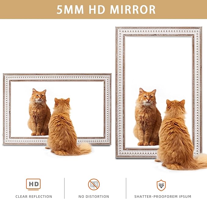 Rectangle Mirror Wooden Bathroom Mirrors - 35x23'' Boho Rectangular Mirrors for Wall Rustic Farmhouse Decorative Mirrors for Bedroom, Living Room, Entryway - Vertical or Horizontal Hanging