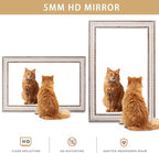 Rectangle Mirror Wooden Bathroom Mirrors - 35x23'' Boho Rectangular Mirrors for Wall Rustic Farmhouse Decorative Mirrors for Bedroom, Living Room, Entryway - Vertical or Horizontal Hanging
