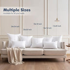 MIULEE Throw Pillows Inserts, Pack of 4 18x18 Inch 100% Virgin Fiber Filling Bed Couch Pillows