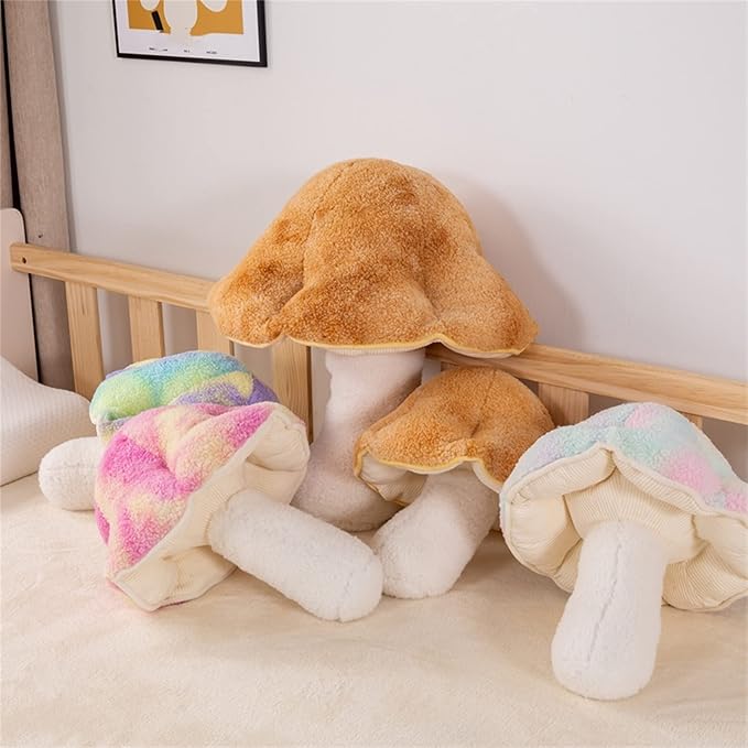 Mushroom Pillow Floor Pillow Sofa Cushion Home Decoration Pillows Reading Pillow (Khaki, 32cm)