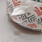 MOCOFO Unstuffed Round Pouf Cover - Boho Geometric Ottoman Footstool Cover with Handle, Tribal Fabric Floor Cushion Storage Bag for Living Room, Bedroom, Nursery (Sage Green/Terracotta)