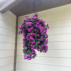 Hanging Baskets Artificial Flowers for Outdoor Interior Decor, Artificial Daisies Flowers Shrubs Plants with Baskets for Home Porch Garden Patio Patio Spring Summer Decor(Violet)