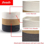 Woven Cotton Rope Plant Basket for Flower Pot Indoor Planters, 8" x 8" Jute Foldable Storage Basket Organizer Modern Decor Household Laundry Basket