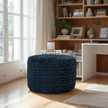 Asuprui Round Pouf Ottoman Stuffed Pouf Foot Stool Floor Chair for Living Room Bedroom Filled Boho Poof Foot Rest for Couch 20 Diameter x 12 Height Navy Blue Pouf with Filler