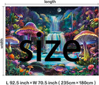 Dermijer Blacklight Tapestry Fantasy Mushroom Forest Tapestry UV Reactive Waterfall Tapestries Moon Night Neon Flower Landscape Wall Hanging for Home Decor L92.5×W70.8