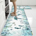 Sea Turtle Rugs for Kitchen Floor, Coastal Beach Anti Fatigue Mats for Kitchen Floor Non Slip, 2PCS Rubber Kitchen Mat, Washable Cushioned Carpet for Sink Laundry Christmas 15.7"×27.5" +15.7"×47"3.5mm