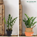 Blueming Large Wicker Planter Basket – 12 Inch Seagrass Plant Pot in Boho Orange for Olive Trees, Faux Plants, or Indoor Decor, Woven Baskets Basket for Living Room or Modern Home Styling