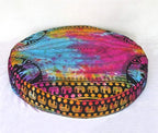 ICC Large Hippie Mandala Round Floor Pillow Cover Ottoman Pouf Cover Daybed Oversized Cotton Cushion Cover with Heavy Duty Zipper Seating Ottoman Poufs Dog-Pets Bed (Multi UP Elephant, 35" Round)