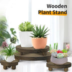 Wood Plant Stand Set of 4,mini Plant Stool 10 8 6 4 Inch, Wooden Display Risers Round Pedestal Counter Decor Holder Tiered Tray for Indoor Home Kitchen Patio Decoration (Dark Brown-4pack)