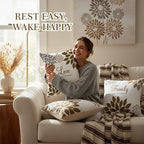 Tatuo 4 Pcs Flower Pillow Covers Square Spring Pillow Cushion Cases 18 x 18 Inch Family Faith Hope Love Words Decorative Summer Winter Cushion Case for Bed Couch Sofa Living Room(Dark Brown Series)