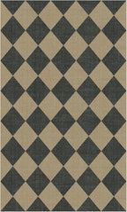 Lessymo Checkered 3x5 Outdoor Patio Rug, Washable Easy Jute Rugs for Entryway Indoor Outdoor Living Room Carpet, Farmhouse Non Slip Door Mat for Backyard Bedroom, Diamond Black/Beige