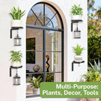 iDavosic.ly Wall Plant Holder Set of 4 for Indoor Outdoor, Metal Hanger with 4 Hooks, Floating Flower Display Stand for Window, Space Saving & Easy to Assemble (Pots/Chains/Plants Not Included)