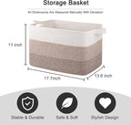 OIAHOMY Cotton Rope Basket, Rectangle Woven Baskets for Storage, Nursery Blanket Storage Living Room, Toy Basket With Handle-17.7”x13.8”x11”-Gradient Yellow