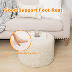 Round Pouf Ottoman 20 x 20 x 14 Inches Boho Poof Home Decor Floor Pouffe Ottoman Foot Rest for Couch Sofa Bean Bag Chairs Living Room Bedroom (Linen)