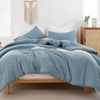 ROSGONIA Comforter Full Size for Boys Teen Girls Dusty Blue, 3pcs (1 Boho Comforter & 2 Pillowcases), Lightweight Dorm Bedding Soft All Season Bed Set